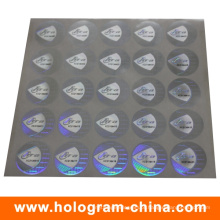 Adesivo de holograma de número de série evidente de calcadeira de prata